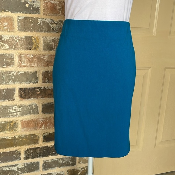 Attyre Bright Blue Pull-on Stretch Pencil Skirt Career Business Professional 12P - Picture 8 of 9